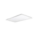 Luminaria panel LED UL 2 x 4 pies 50 W 3CCT Sylvania, vista en perspectiva del panel blanco rectangular