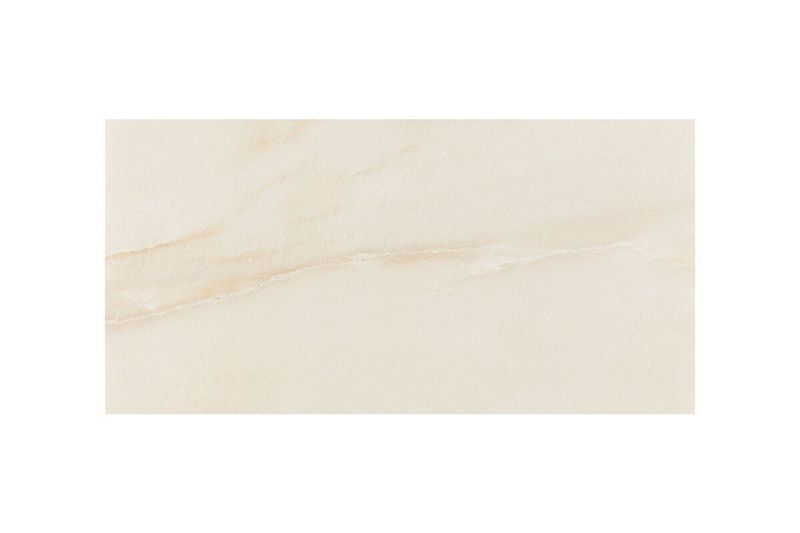 Porcelanato 60 x 120 Bahía ivory mármol brillante Pamesa, vista frontal de la pieza con vetas marmoleadas suaves