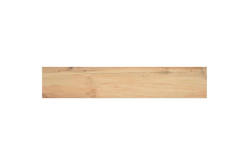 Porcelanato madera 30x150 Roble Baldai rectificado Stn Cerámica, vista frontal de la pieza con vetas de madera clara