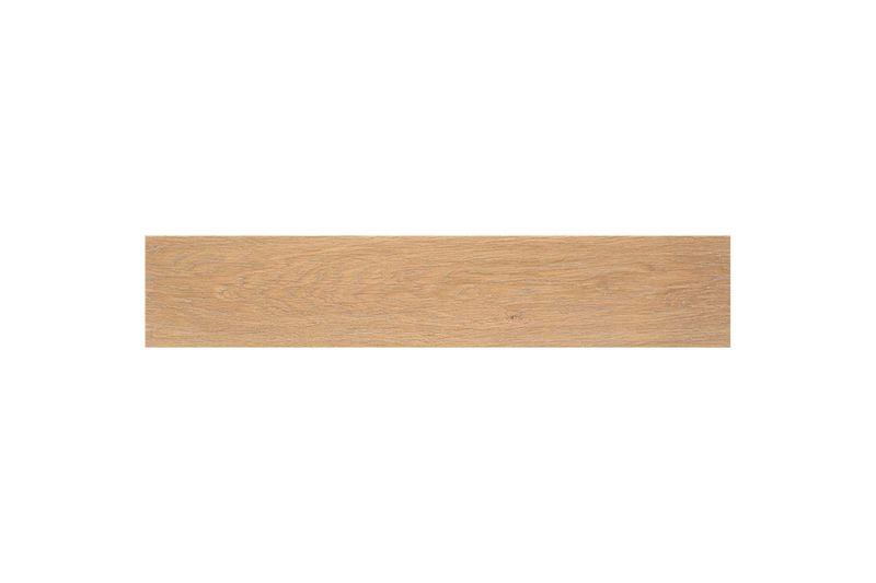 Porcelanato 23 x 120 Articwood Camel mate rect Stn Cerámica, vista frontal de la pieza con diseño imitación madera