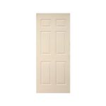 Puerta fibran sin pintar Puertas Globales de 80 cm x 210 cm con 6 tableros interiores, vista frontal completa