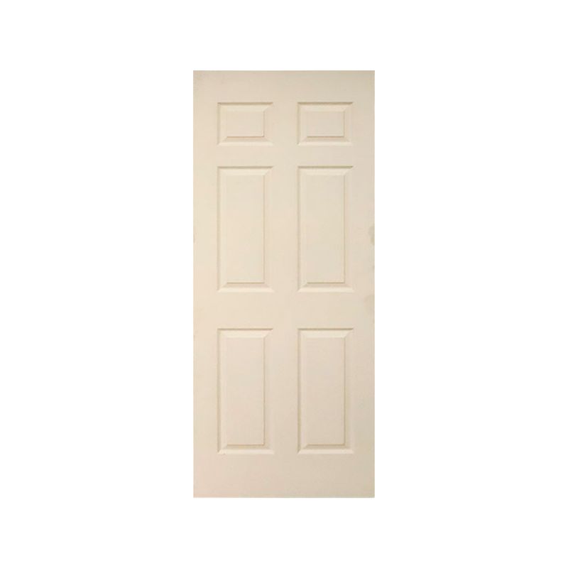 Puerta fibran sin pintar Puertas Globales de 80 cm x 210 cm con 6 tableros interiores, vista frontal completa