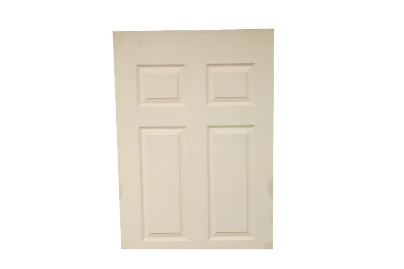 Puerta fibran sin pintar Puertas Globales de 80 cm x 210 cm con 6 tableros interiores, vista frontal de la hoja
