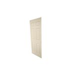 Puerta fibran sin pintar Puertas Globales de 80 cm x 210 cm con 6 tableros interiores, vista lateral en ángulo