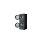 Torre de lavado AI Direct Drive a gas 22/25 kg verde LG, vista frontal con ambas puertas abiertas