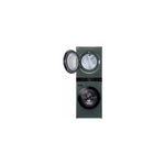 Torre de lavado AI Direct Drive a gas 22/25 kg verde LG, vista frontal con la puerta de la secadora abierta