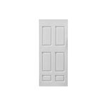 Puerta Fibran LP sin pintar Puertas Globales de 80 cm x 210 cm con 6 tableros interiores, vista frontal de color blanco