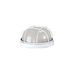 Luminaria de pared de tortuga exterior redondo Designers blanco E27 1 luz 60 W, vista frontal con rejilla protectora