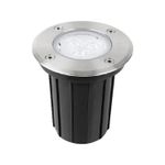 Luminaria empotrable níquel sumergible exterior LED 12V Tecnolite de 3 pulgadas, 3W y 3000K, vista frontal en ángulo