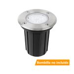 Luminaria empotrable níquel sumergible exterior LED 12 V Tecnolite 3 pulgadas 3 W RGB, vista frontal con cuerpo negro