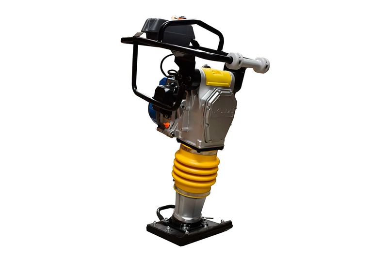 Compactadora a gasolina motor 4 tiempos 800 gpm 4 HP Hyundai, vista lateral completa sobre fondo blanco