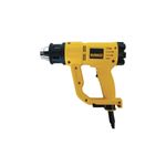 Pistola de calor DeWALT de 1550 watts y 110V, vista lateral del equipo en color amarillo con boquilla metálica