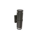 Luminaria de pared exterior moderna Toledo I Tecnolite gris E27 2 luces 20 W, vista frontal del cuerpo cilíndrico