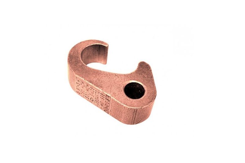 Conector pica para puesta a tierra-UF Intelli, pieza metálica de color cobre con orificio y forma de C