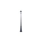 Luminaria de poste exterior Ikelite negro E27 1 luz 100 W, vista frontal completa del poste y el farol sobre fondo blanco
