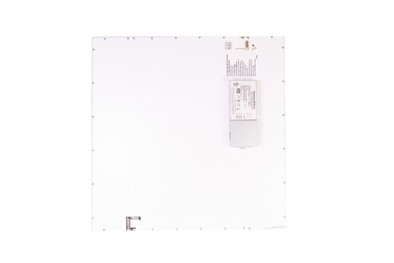 Panel LED 2x2 Sylvania 40 W 3400 lm 6000 K, vista posterior del equipo mostrando el controlador y cableado