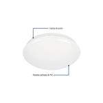 Luminaria plafón 6500K de plástico redondo Volteck blanco LED 8W 600lm, gráfico con detalles del cuerpo y la pantalla