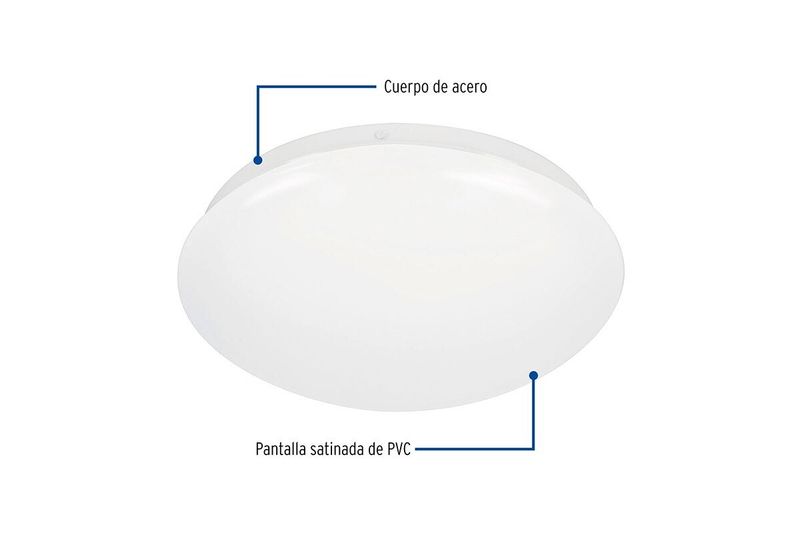 Luminaria plafón 6500K de plástico redondo Volteck blanco LED 8W 600lm, gráfico con detalles del cuerpo y la pantalla