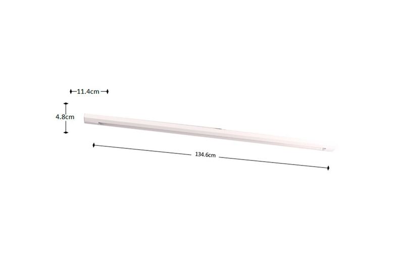 Luminaria superficial blanco 24 110V-220V General Lighting T8 1 tubo 40W, gráfico con medidas de largo, ancho y alto