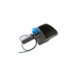 Luminaria LED Cobra Streetlight 100 W 5000 K 100-277 V IP65 UL Ilukon, vista lateral con cuerpo gris y tope azul