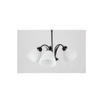 Lámpara colgante clásica Lucca negro 3 luces E27 60W-In&Out Sinsa, vista frontal de las tres pantallas de vidrio blanco