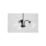 Lámpara colgante clásica Lucca negro 3 luces E27 60 W in&out Sinsa, vista frontal con pantallas de vidrio blanco