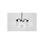 Lámpara colgante clásica Lucca negro 3 luces E27 60W-In&Out Sinsa, vista frontal con pantallas de vidrio blanco opalino