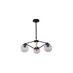 Lámpara colgante Udine II negro 3 luces E27 40W-In&Out Sinsa, estructura negra con tres globos de vidrio transparente