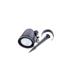 Reflector LED exterior Wally 2 6 W 4000 K 100-277 V IP65 Sylvania, vista lateral del equipo negro con estaca de anclaje