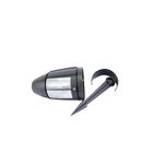 Reflector LED exterior Wally 2 6 W 4000 K 100-277 V IP65 Sylvania, detalle de la etiqueta técnica y soporte de estaca