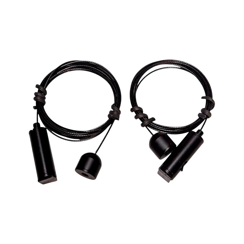 Cable acero para suspensión de riel Magnetrack Pro 1.5 m negro Construlita, dos cables enrollados con sus terminales