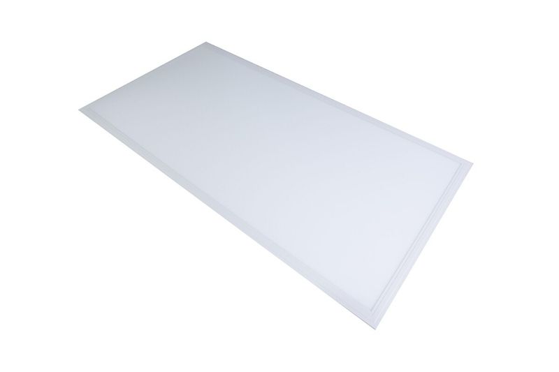Panel LED 2x4 Sylvania 50 W 6800 lm 6000 K, vista aérea diagonal del difusor blanco rectangular
