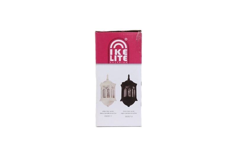 Luminaria de pared exterior clásico Ikelite negro E27 1 luz 40W, empaque de cartón rojo con imágenes del producto