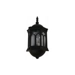 Luminaria de pared exterior clásico Ikelite negro E27 1 luz 40 W, farol negro con vidrios esmerilados blancos