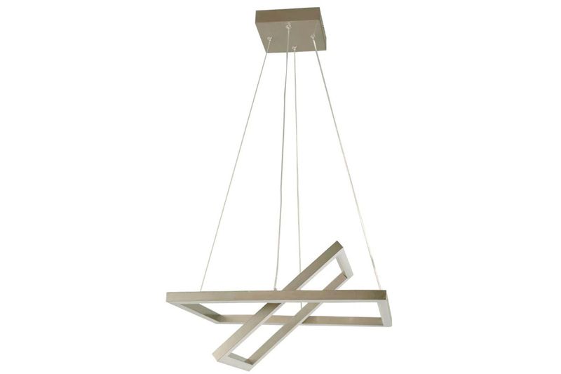 Lámpara colgante Genova níquel 30 W 3000 K 100-240 V-IN&OUT Sinsa, diseño geométrico de rectángulos entrelazados