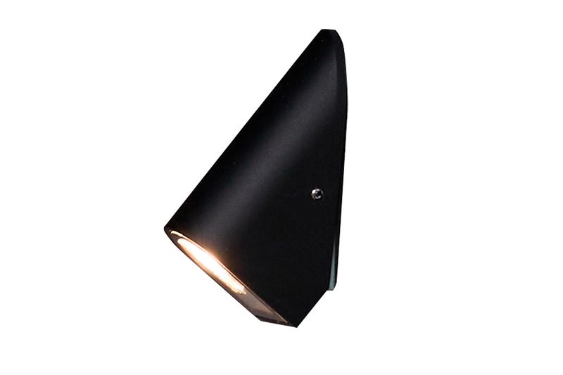 Luminaria de pared al exterior LED Cefeo 3 W 3000 K IP65 IK06 negro Tecnolite, vista lateral encendida con luz cálida