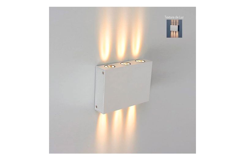 Luminaria de sobreponer al exterior LED Colina I 6 W 3000 K IP44 plateada Tecnolite, encendida proyectando luz arriba y abajo