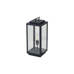 Luminaria de piso al exterior tipo farol Egeon I 1L E27 60W IP44 negro Tecnolite, vista frontal con bombilla filamentosa