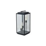 Luminaria de piso al exterior tipo farol Egeon II 3L E27 180W IP44 negro Tecnolite, vista frontal con tres bombillas