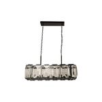 Lámpara colgante cristal Trento negro Arteluce de 8 luces E27 60 W, vista frontal con estructura rectangular y cristales