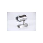 Lámpara de pared exterior plateado 3L GU10 35W-IN&OUT Sinsa, vista lateral de la luminaria cilíndrica sobre base cuadrada