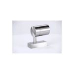 Lámpara de pared exterior plateado 3L GU10 35W SINSA, vista lateral del foco cilíndrico sobre base cuadrada