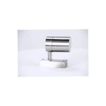 Lámpara de pared exterior plateado 3L GU10 35W IN&OUT Sinsa, vista lateral del soporte y el foco cilíndrico