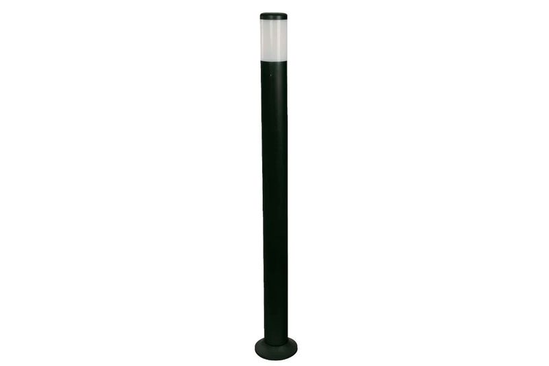 Luminaria de poste exterior Lecce Ikelite negro E27 1 luz 40 W, vista frontal completa del poste cilíndrico negro