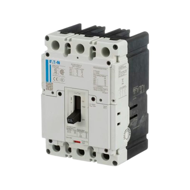 Main breaker tipo PDG3 (KD) 3x175A 600V CH Eaton, vista frontal del interruptor eléctrico en color blanco y negro