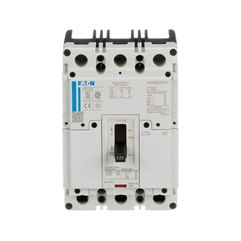 Main breaker tipo PDG3 (KD) 3x175A 600V CH Eaton, vista frontal del interruptor eléctrico en color blanco y negro