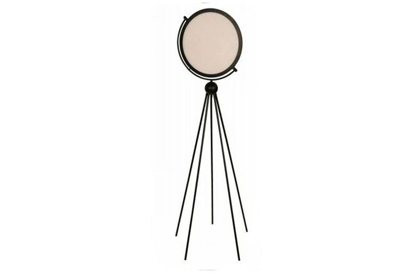 Lámpara de pie Piceno negro 1L 24W 3000K 100-240V-IN&OUT Sinsa, con pantalla circular blanca y soporte de trípode