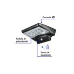 Arbotante solar de pared exterior con sensor LED 6500K 120-220V IP45 negro Volteck, gráfico con detalles de sus materiales