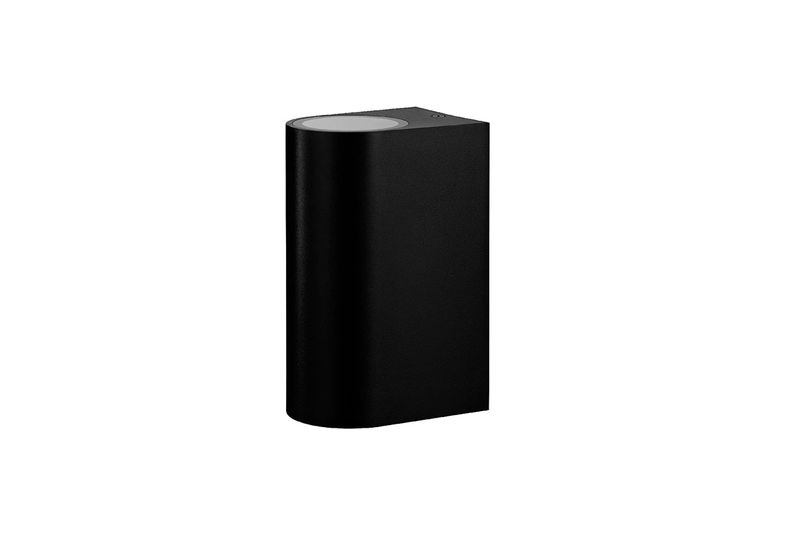 Luminaria de pared LED aplique Redo Scogliera-E 2L GU10 5W IP44 mod 74022 negra Eglo, vista cenital del aplique cilíndrico