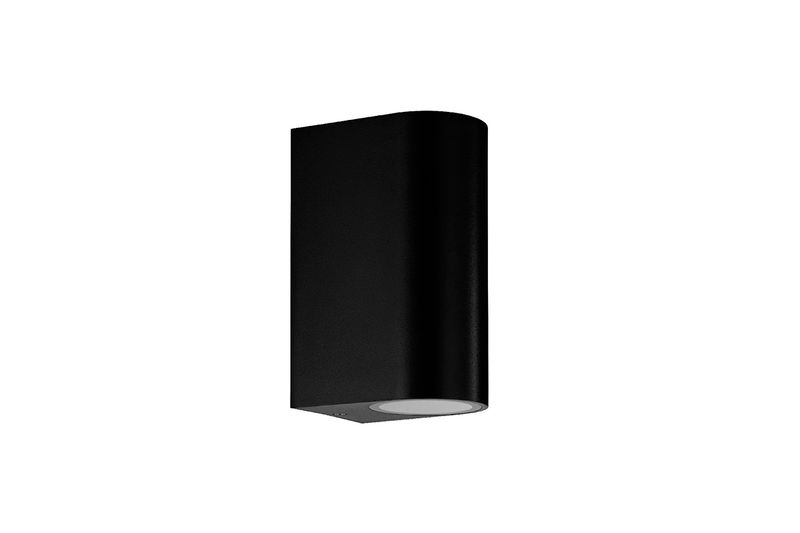 Luminaria de pared LED aplique Redo Scogliera-E 2L GU10 5W IP44 Mod 74022 negra Eglo, vista frontal del cuerpo cilíndrico